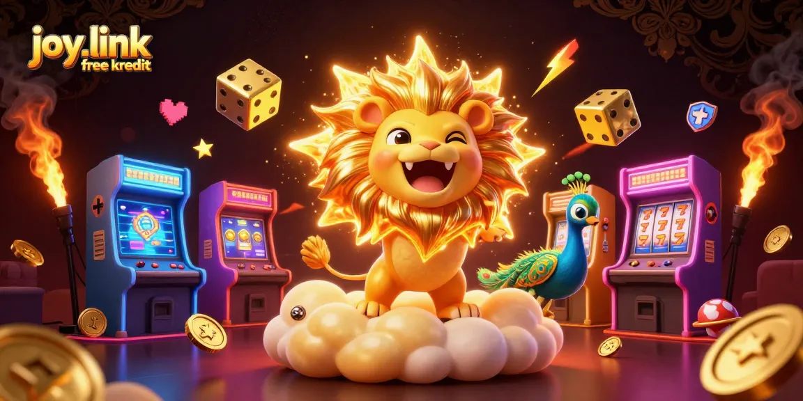 Engage with joy.link free kredit through an energetic 3D casino illustration featuring a roaring sun lion.