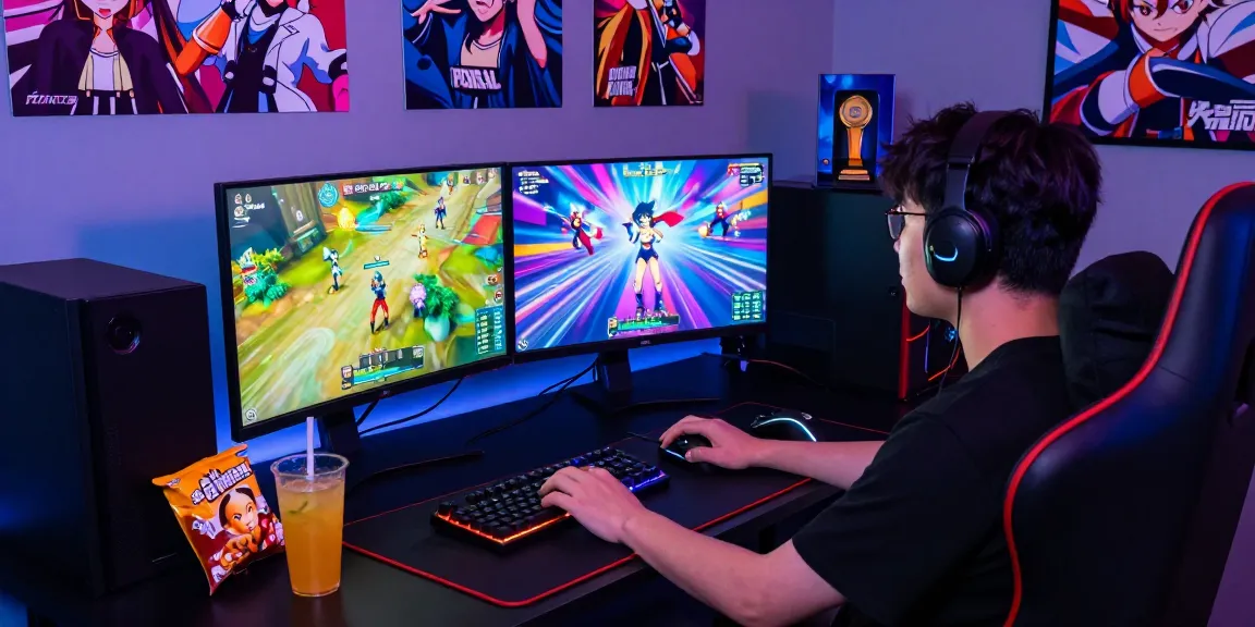 Immersive hentaigame experience at a gaming setup showcasing vibrant graphics and engaging characters.
