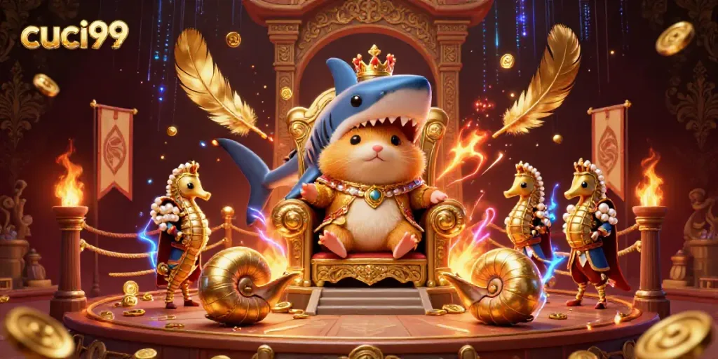 Experience vibrant casino action with cuci99, ruled by a golden hamster king and his royal guards.