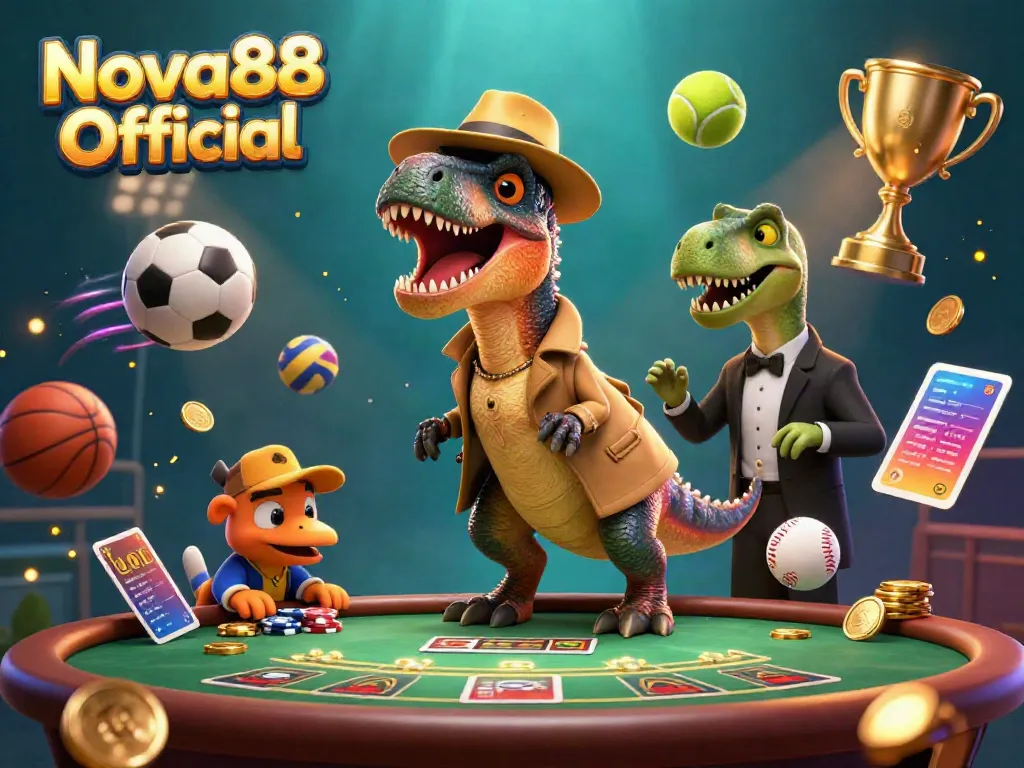 Experience thrilling gaming moments with a 3D velociraptor and friends at Nova88 Official's dynamic blackjack table.