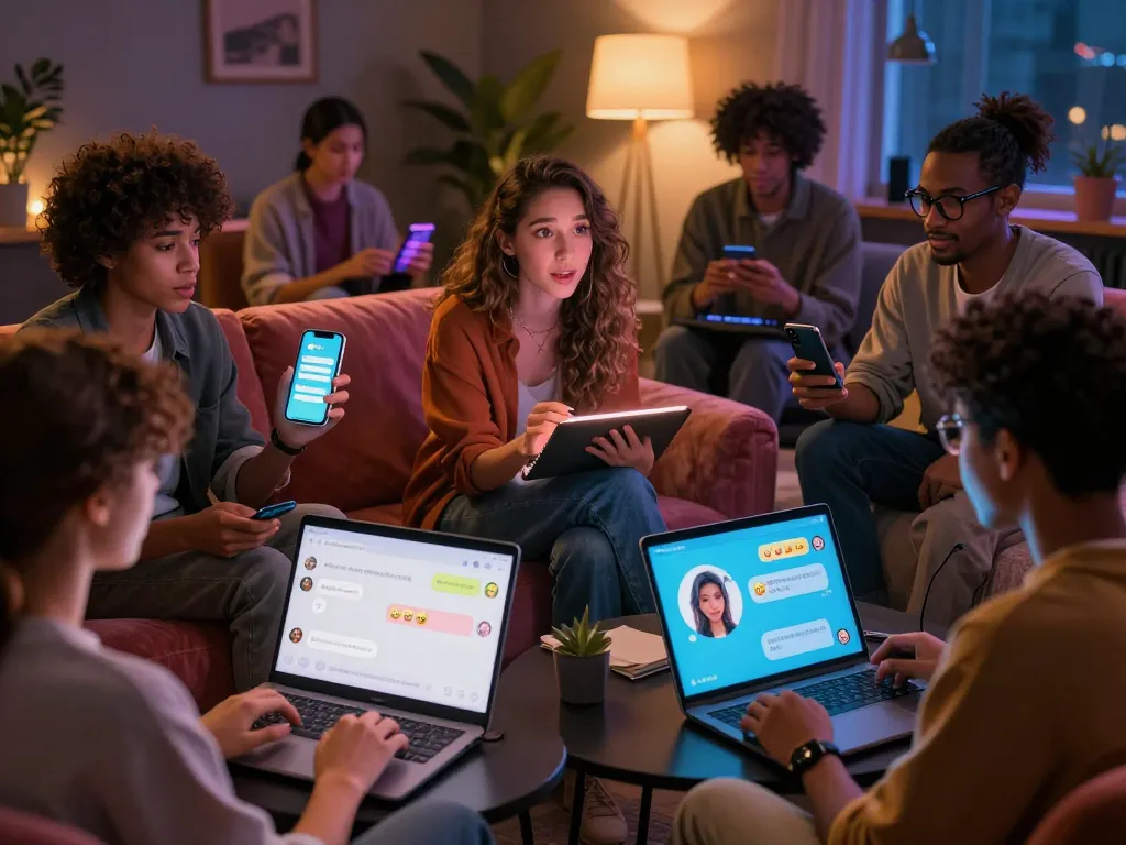 Interactive AI chat experience showcasing diverse users engaging with ai chat nsfw content on modern devices.