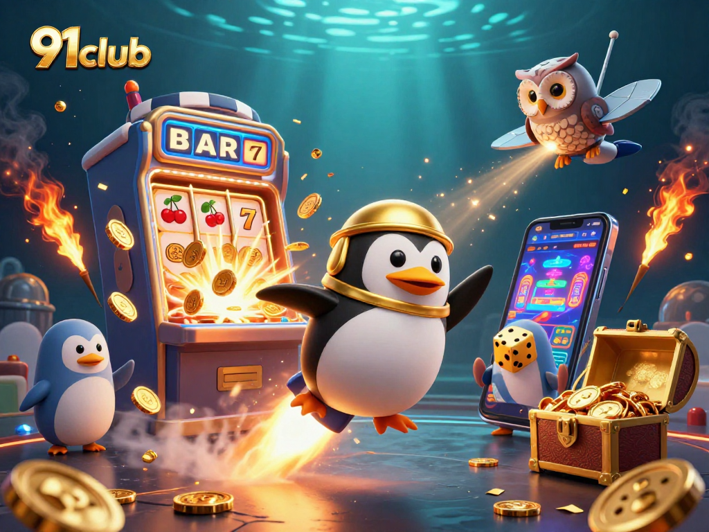 Experience thrilling 91club gameplay with our dynamic golden penguin and jackpot explosion.